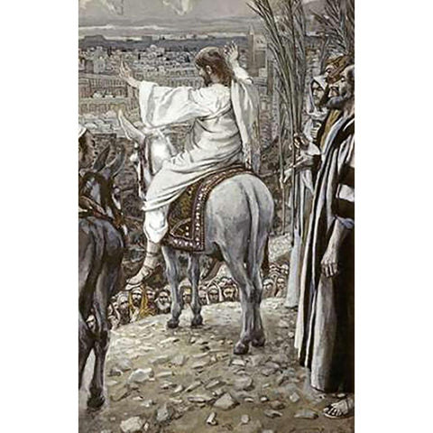 Jesus Beheld The City and Wept Over It Gold Ornate Wood Framed Art Print with Double Matting by Tissot, James