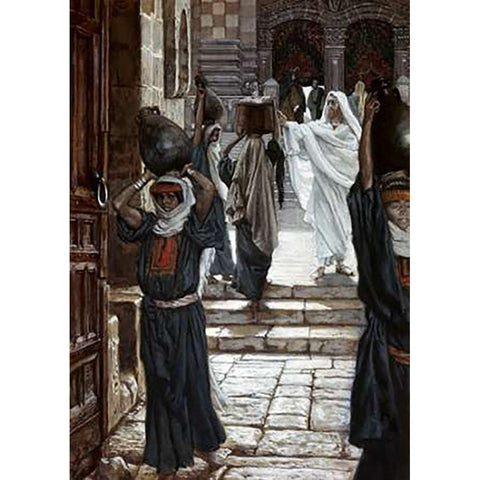 Jesus Forbids The Carrying of Vesselsthrough Temple White Modern Wood Framed Art Print by Tissot, James