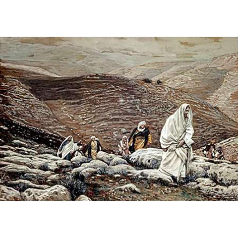 Jesus Goes Up To Jerusalem Black Modern Wood Framed Art Print by Tissot, James