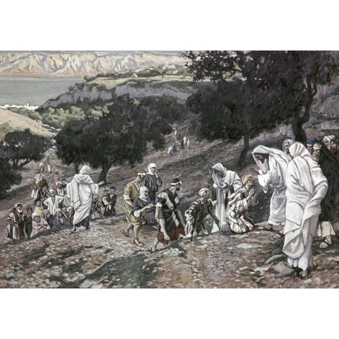 Jesus Healing The Lame and The Blind Gold Ornate Wood Framed Art Print with Double Matting by Tissot, James Jacques