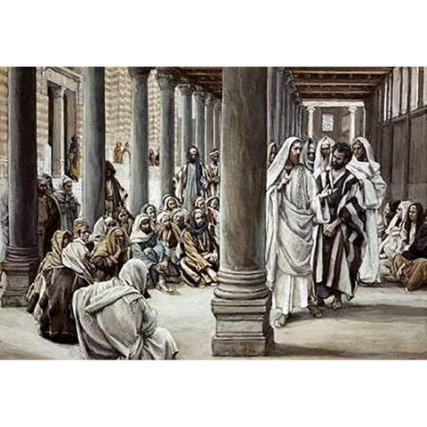 Jesus Walking On Solomons Porch White Modern Wood Framed Art Print by Tissot, James