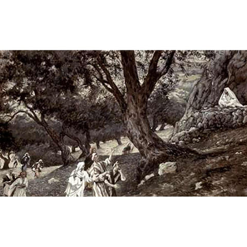 Jesus Went Out To a Desert Place Gold Ornate Wood Framed Art Print with Double Matting by Tissot, James