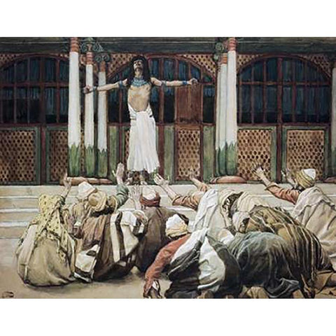 Joseph Maketh Himself Known To His Brethren Black Modern Wood Framed Art Print by Tissot, James