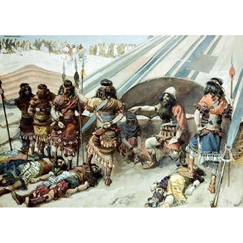 Joshua and The Five Kings Black Modern Wood Framed Art Print by Tissot, James