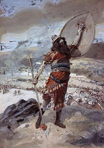 Joshua Gives The Signal For The Attack White Modern Wood Framed Art Print with Double Matting by Tissot, James