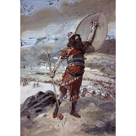 Joshua Gives The Signal For The Attack Black Modern Wood Framed Art Print by Tissot, James
