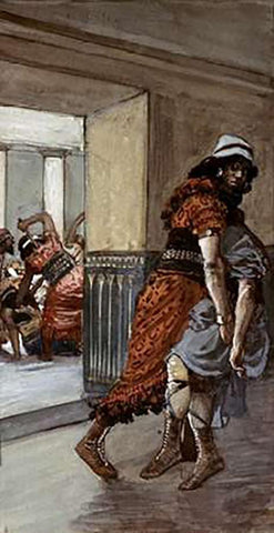 Jotham Is Saved White Modern Wood Framed Art Print with Double Matting by Tissot, James