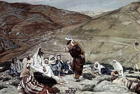 Lawyer Standing Up and Tempting Jesus White Modern Wood Framed Art Print with Double Matting by Tissot, James