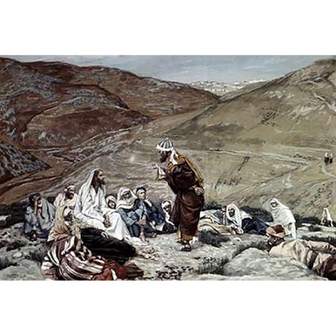 Lawyer Standing Up and Tempting Jesus Gold Ornate Wood Framed Art Print with Double Matting by Tissot, James