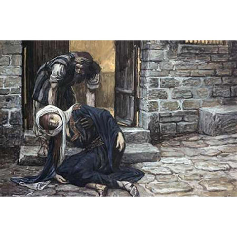 Levite Findeth His Dead Wife Black Modern Wood Framed Art Print by Tissot, James