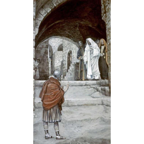 Lord, I Am Not Worthy Gold Ornate Wood Framed Art Print with Double Matting by Tissot, James Jacques