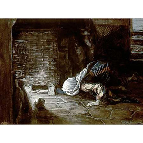 Lost Piece of Silver Gold Ornate Wood Framed Art Print with Double Matting by Tissot, James