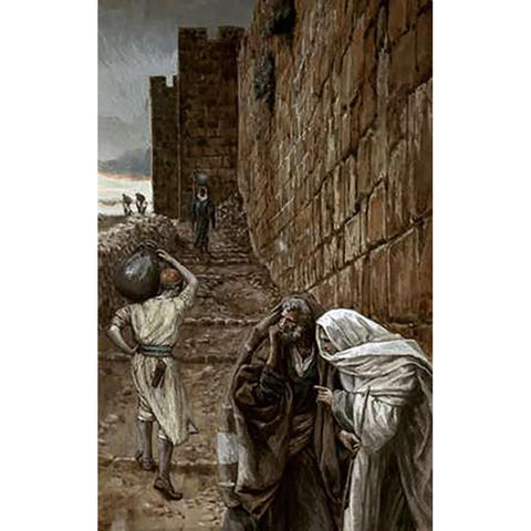 Man Bearing a Pitcher Gold Ornate Wood Framed Art Print with Double Matting by Tissot, James