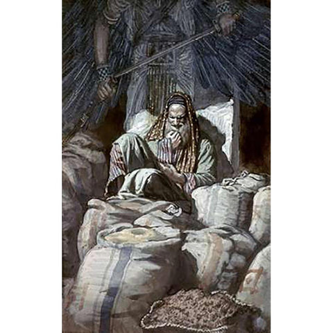 Man Who Laid Up Treasure Black Modern Wood Framed Art Print with Double Matting by Tissot, James