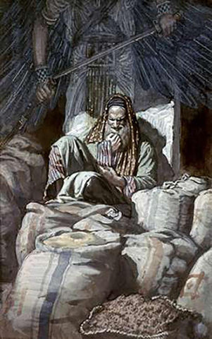 Man Who Laid Up Treasure White Modern Wood Framed Art Print with Double Matting by Tissot, James