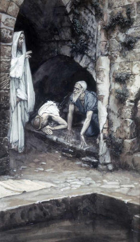 Man With An Infirmity of 38 Years White Modern Wood Framed Art Print with Double Matting by Tissot, James Jacques