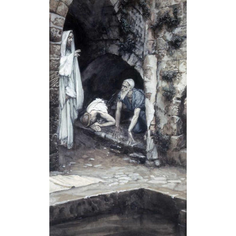 Man With An Infirmity of 38 Years Black Modern Wood Framed Art Print with Double Matting by Tissot, James Jacques