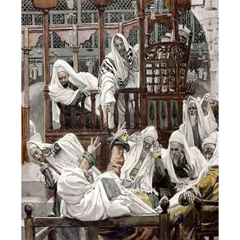 Man With The Unclean Spirit Gold Ornate Wood Framed Art Print with Double Matting by Tissot, James
