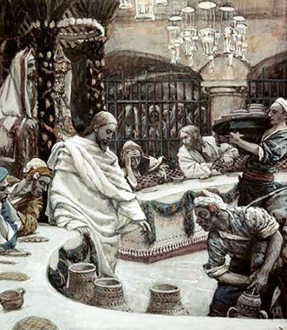 Marriage of Cana of Galilee White Modern Wood Framed Art Print with Double Matting by Tissot, James