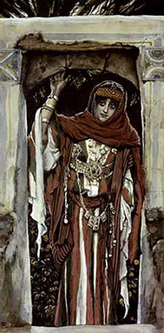 Mary Magdalene Before Her Conversion White Modern Wood Framed Art Print with Double Matting by Tissot, James