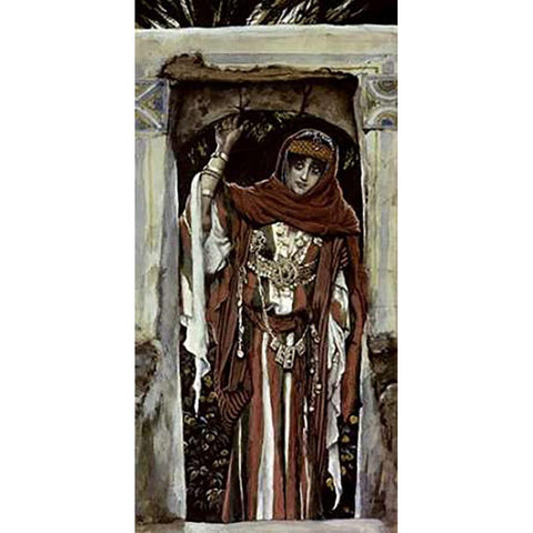 Mary Magdalene Before Her Conversion Gold Ornate Wood Framed Art Print with Double Matting by Tissot, James