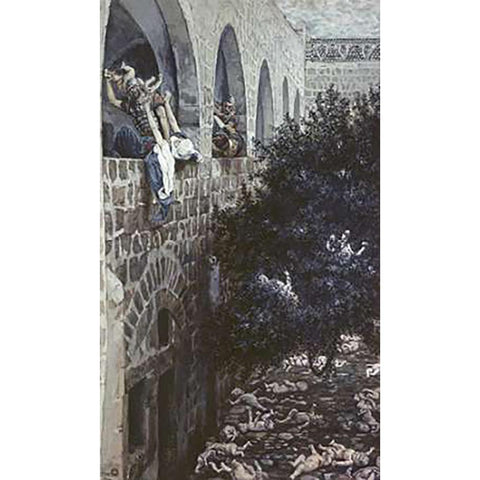 Massacre of The Innocents White Modern Wood Framed Art Print by Tissot, James