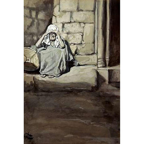 Miriam Shut Out From The Camp White Modern Wood Framed Art Print by Tissot, James