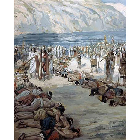 Moabites Taken Prisoners Black Modern Wood Framed Art Print with Double Matting by Tissot, James