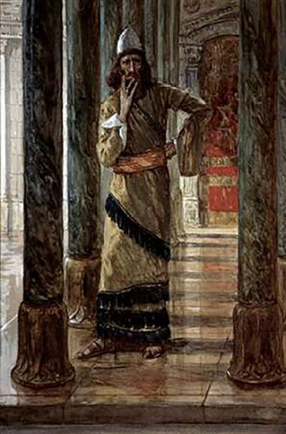 Mordecai White Modern Wood Framed Art Print with Double Matting by Tissot, James