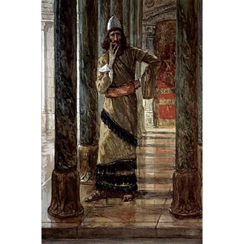 Mordecai Black Modern Wood Framed Art Print with Double Matting by Tissot, James
