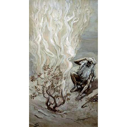Moses Adores God In The Burning Bush Black Modern Wood Framed Art Print by Tissot, James