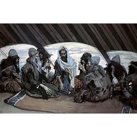 Moses and Jethro White Modern Wood Framed Art Print by Tissot, James