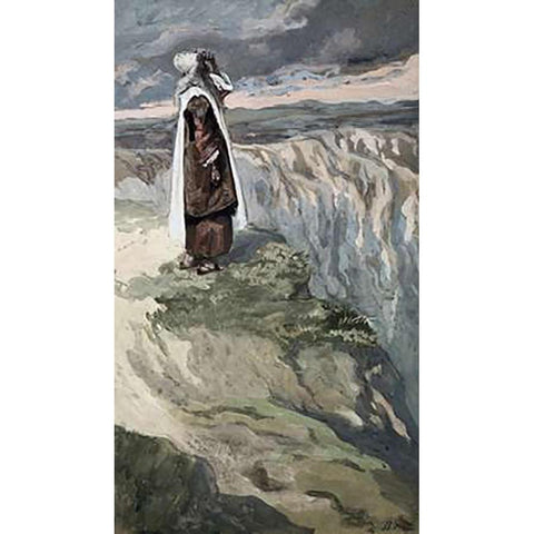 Moses On The Mountain During The Battle White Modern Wood Framed Art Print by Tissot, James
