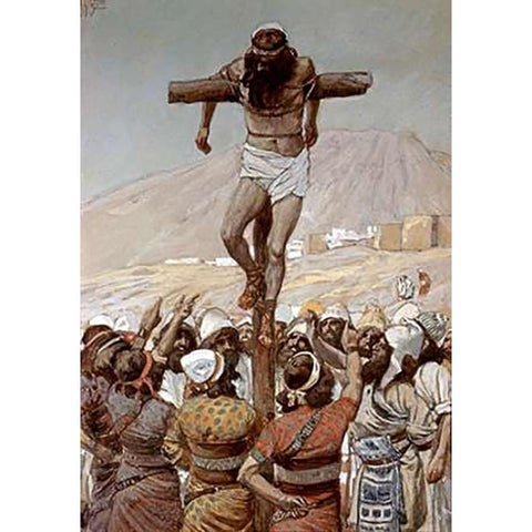 Mutilation of Adoni-Bezek Black Modern Wood Framed Art Print by Tissot, James