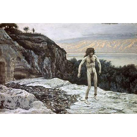 My Name Is Legion Black Modern Wood Framed Art Print with Double Matting by Tissot, James