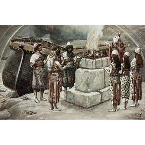 Noahs Sacrifice Black Modern Wood Framed Art Print with Double Matting by Tissot, James