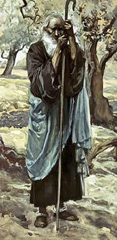 Obadiah Black Ornate Wood Framed Art Print with Double Matting by Tissot, James