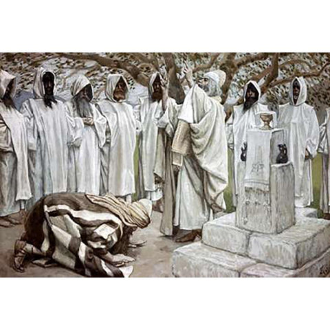 Offerings of Melchizedek Black Modern Wood Framed Art Print by Tissot, James