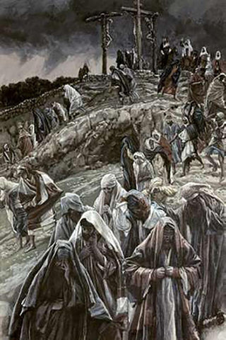 People Smote Their Breasts at What Was Done Black Ornate Wood Framed Art Print with Double Matting by Tissot, James