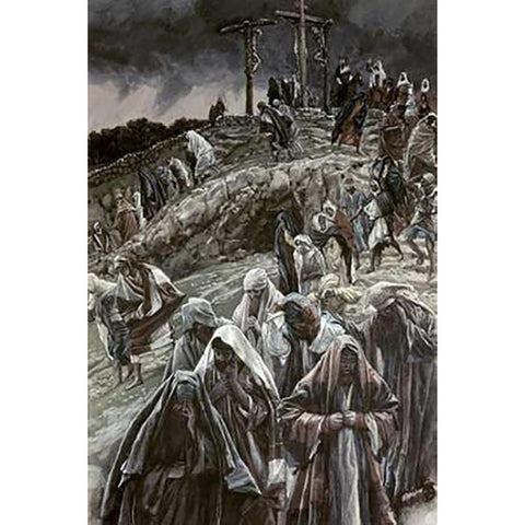 People Smote Their Breasts at What Was Done Gold Ornate Wood Framed Art Print with Double Matting by Tissot, James
