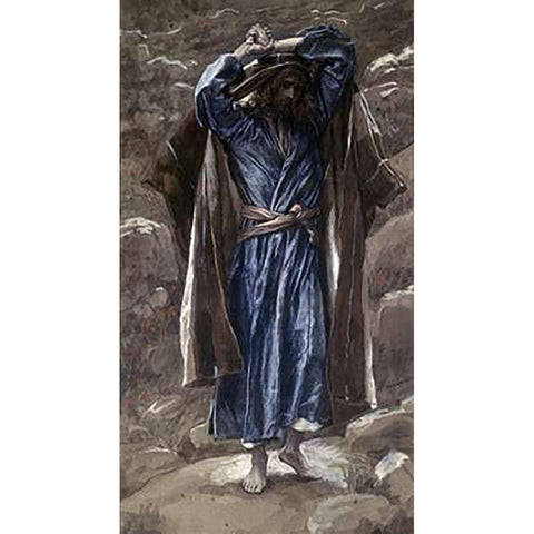 Philip Black Modern Wood Framed Art Print with Double Matting by Tissot, James