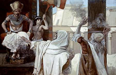 Plague of Boils and Blains Black Ornate Wood Framed Art Print with Double Matting by Tissot, James