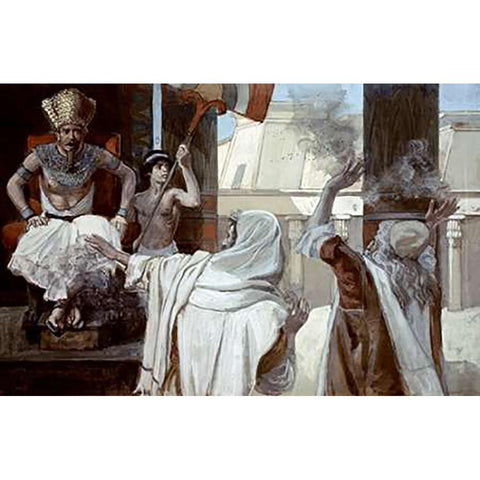Plague of Boils and Blains Black Modern Wood Framed Art Print with Double Matting by Tissot, James