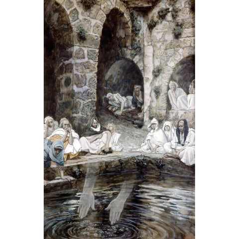 Pool of Bethesda White Modern Wood Framed Art Print by Tissot, James Jacques