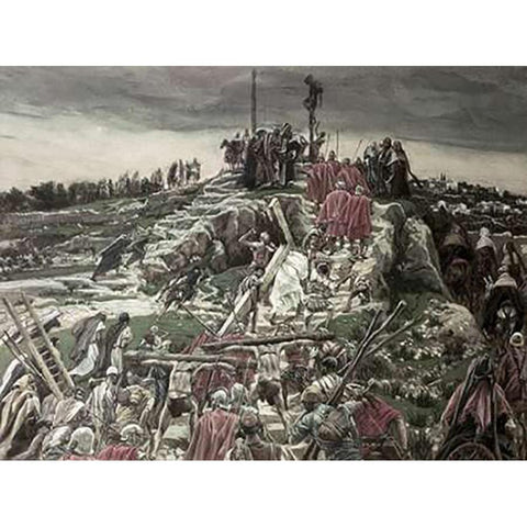 Procession Arriving at Calvary Gold Ornate Wood Framed Art Print with Double Matting by Tissot, James