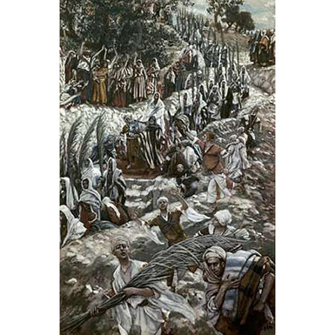 Procession On The Mount of Olives White Modern Wood Framed Art Print by Tissot, James