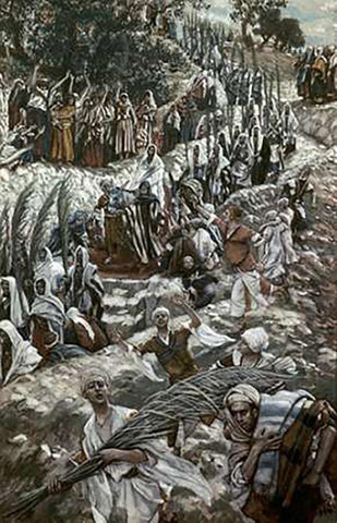 Procession On The Mount of Olives Black Ornate Wood Framed Art Print with Double Matting by Tissot, James