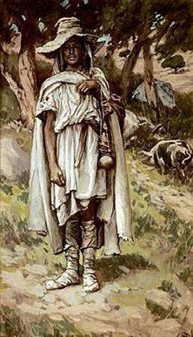 Prodigal Son Black Ornate Wood Framed Art Print with Double Matting by Tissot, James