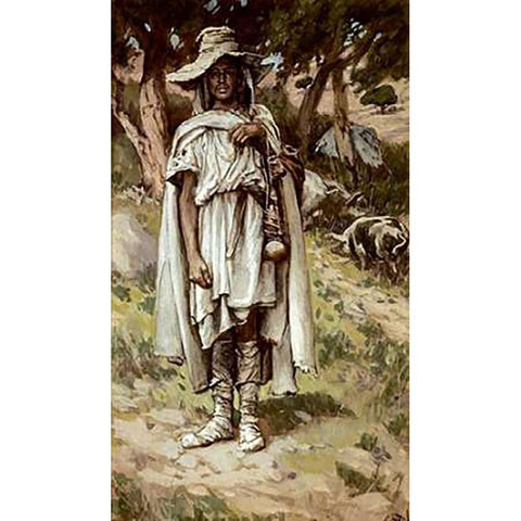 Prodigal Son Black Modern Wood Framed Art Print with Double Matting by Tissot, James