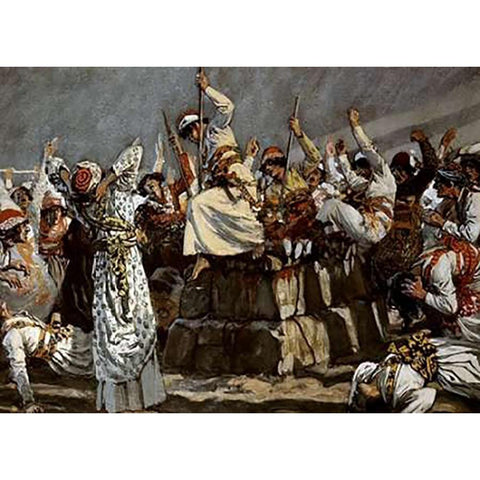 Prophets of Baal Leap Upon The Alter Gold Ornate Wood Framed Art Print with Double Matting by Tissot, James